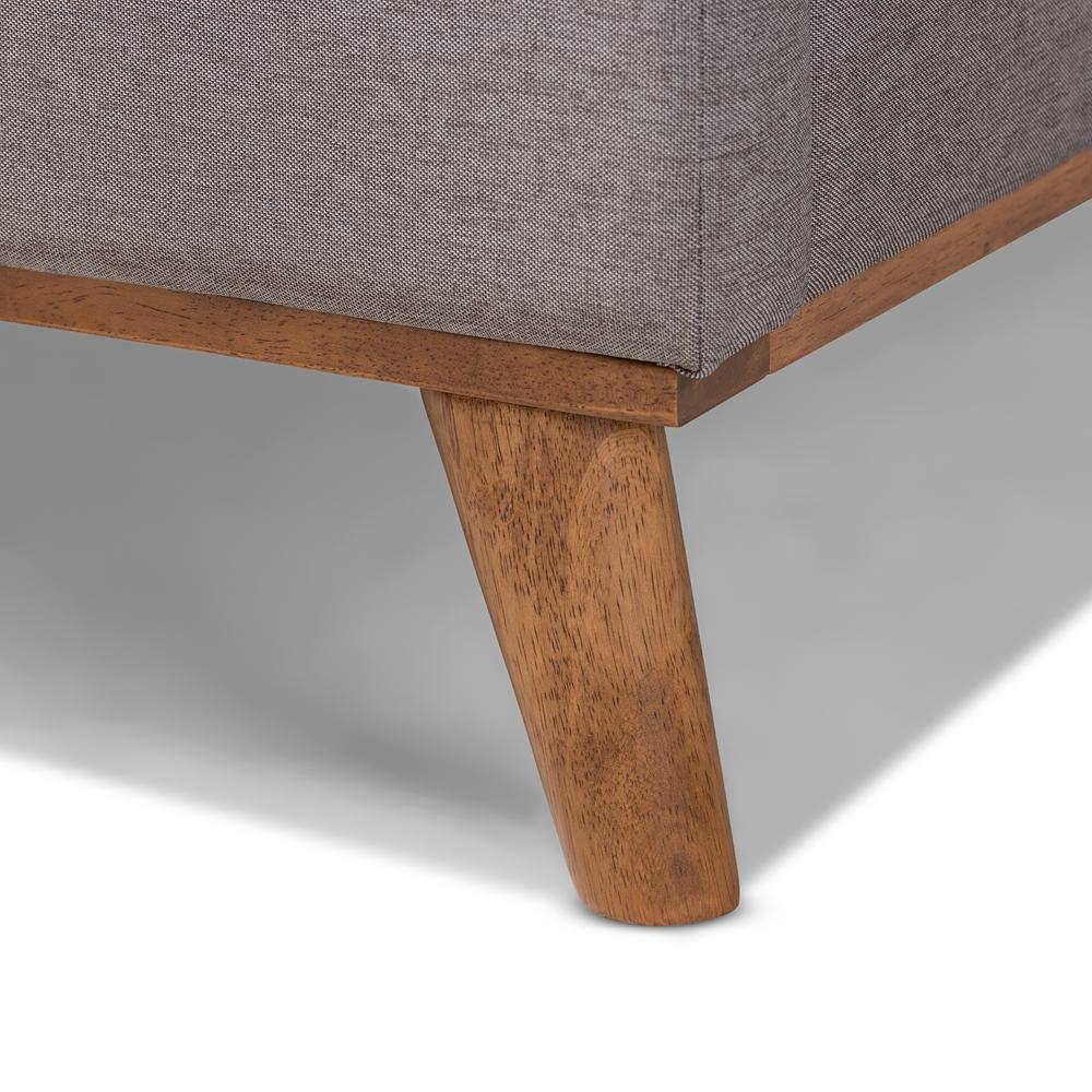 Gretchen Modern and Contemporary Grey Fabric Upholstered and Walnut Brown Finished Wood King Size Platform Wingback Bed FredCo