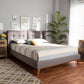 Gretchen Modern and Contemporary Grey Fabric Upholstered and Walnut Brown Finished Wood Queen Size Platform Wingback Bed FredCo