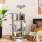 Grey Cat Condo with Hammock & Pompoms, Light Gray FredCo