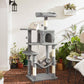 Grey Cat Condo with Hammock & Pompoms, Light Gray FredCo