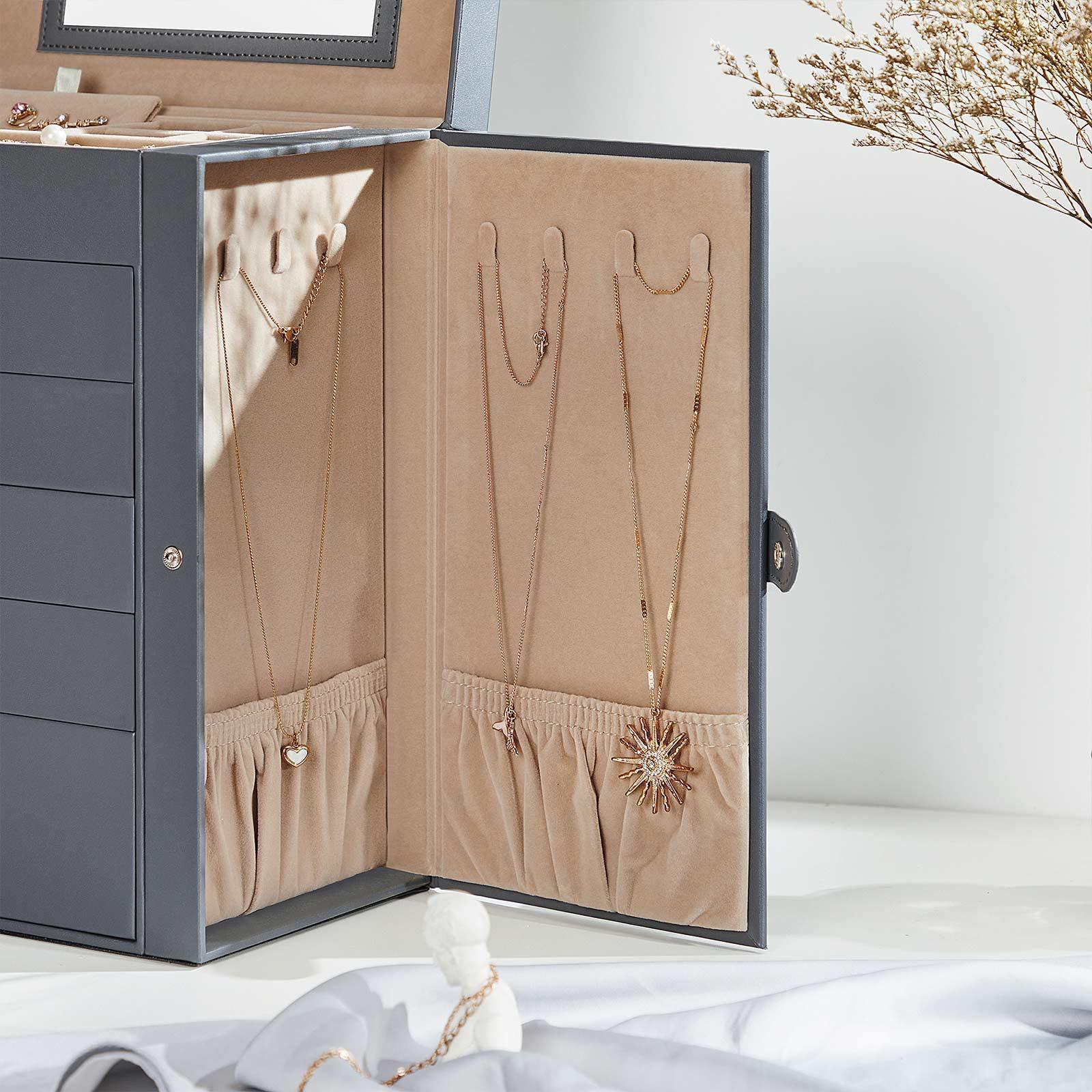 Grey Jewelry Storage Box with 6 Drawers FredCo