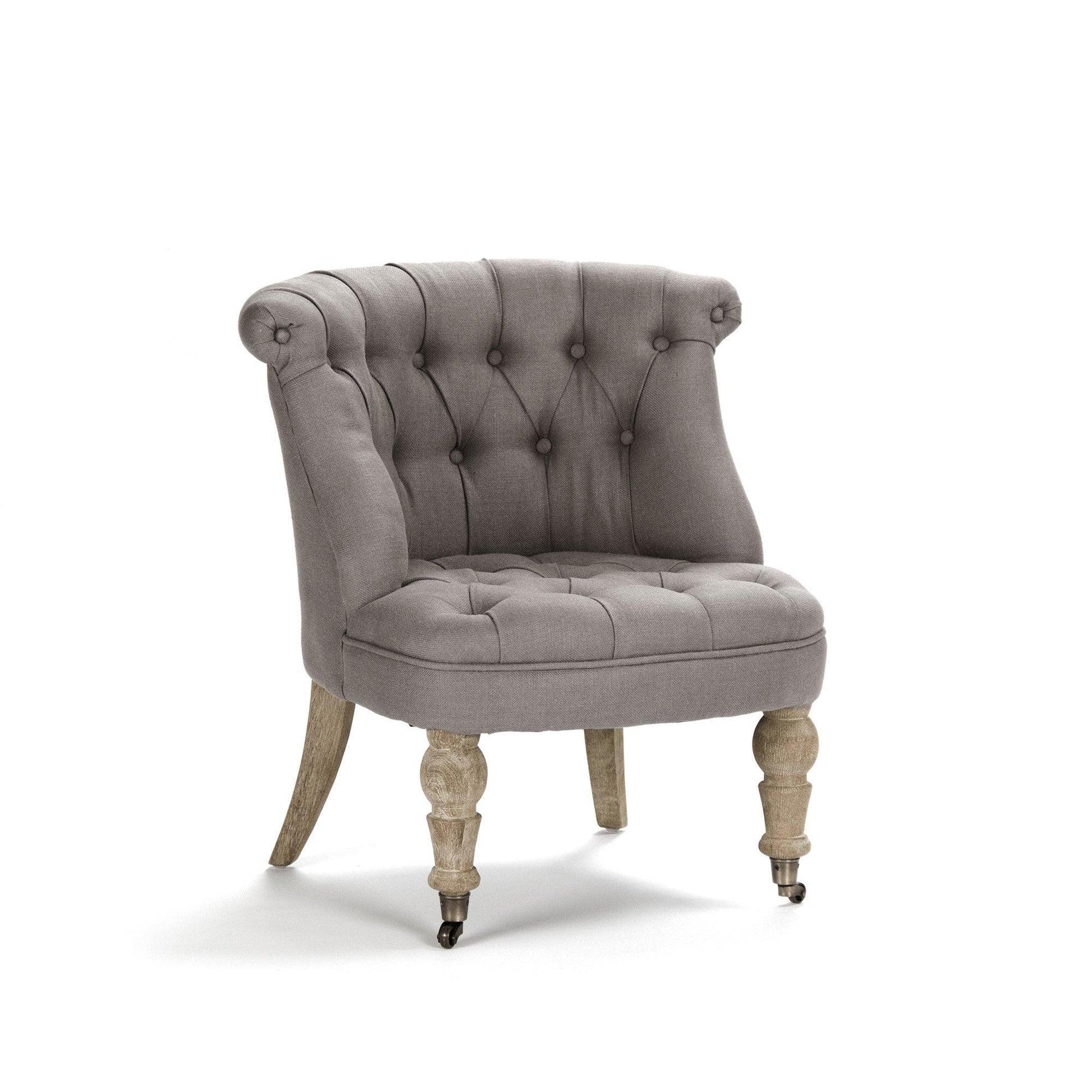Grey Oak, Linen Slipper Chair FredCo