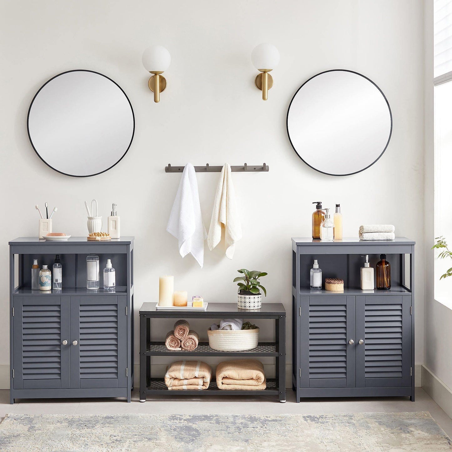 Grey Storage Cabinet with Shelf for Bathroom FredCo