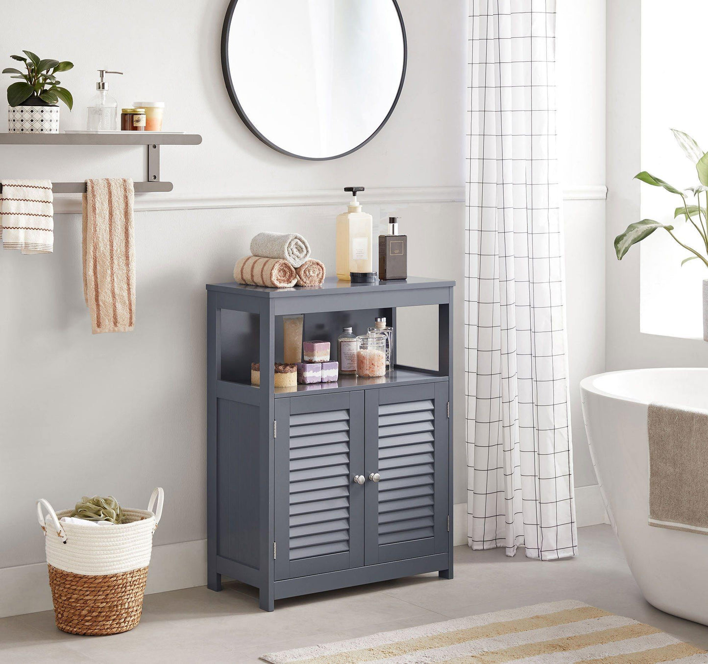Grey Storage Cabinet with Shelf for Bathroom FredCo