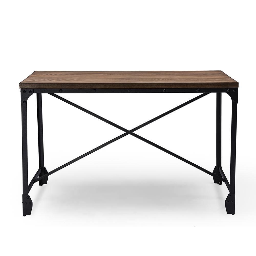 Greyson Vintage Industrial Antique Bronze Home Office Wood Desk FredCo