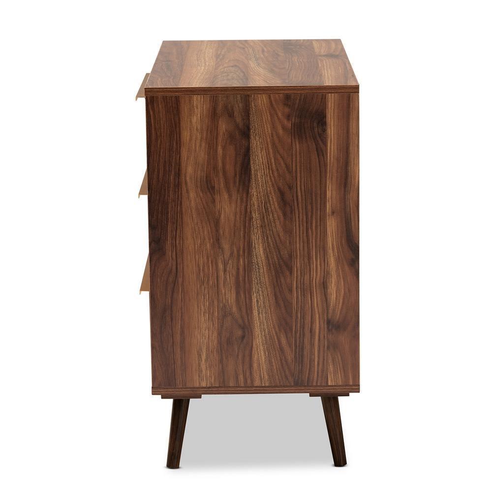 Grover Mid-Century Modern Two-Tone Cherry Brown and White Finished Wood 1-Door Sideboard Buffet FredCo