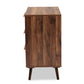 Grover Mid-Century Modern Two-Tone Cherry Brown and White Finished Wood 1-Door Sideboard Buffet FredCo