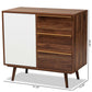 Grover Mid-Century Modern Two-Tone Cherry Brown and White Finished Wood 1-Door Sideboard Buffet FredCo