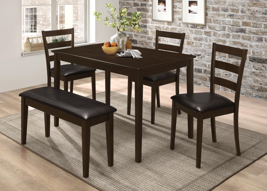 Guillen 5-piece Dining Set with Bench Cappuccino and Dark Brown 150232 Coaster FredCo