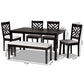 Gustavo Modern and Contemporary Grey Fabric Upholstered and Dark Brown Finished Wood 6-Piece Dining Set FredCo