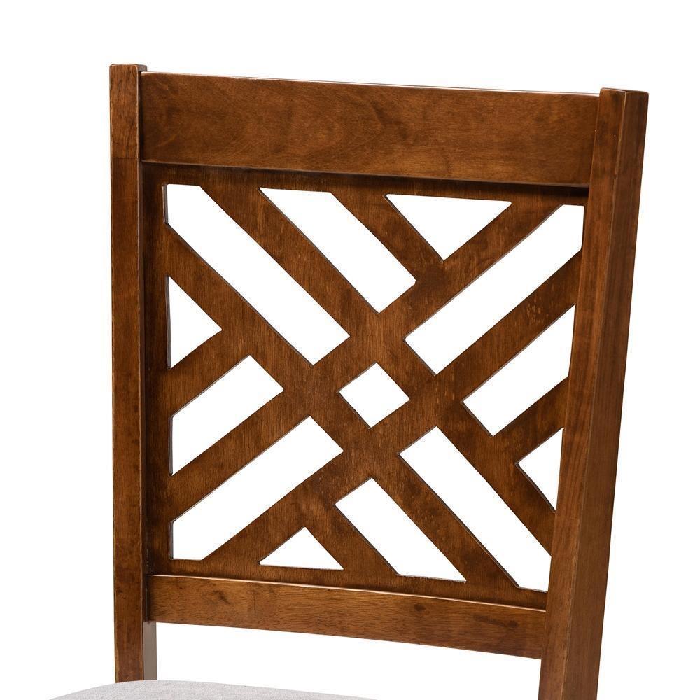 Gustavo Modern and Contemporary Grey Fabric Upholstered and Walnut Brown Finished Wood 6-Piece Dining Set FredCo