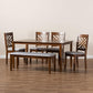 Gustavo Modern and Contemporary Grey Fabric Upholstered and Walnut Brown Finished Wood 6-Piece Dining Set FredCo
