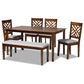 Gustavo Modern and Contemporary Grey Fabric Upholstered and Walnut Brown Finished Wood 6-Piece Dining Set FredCo