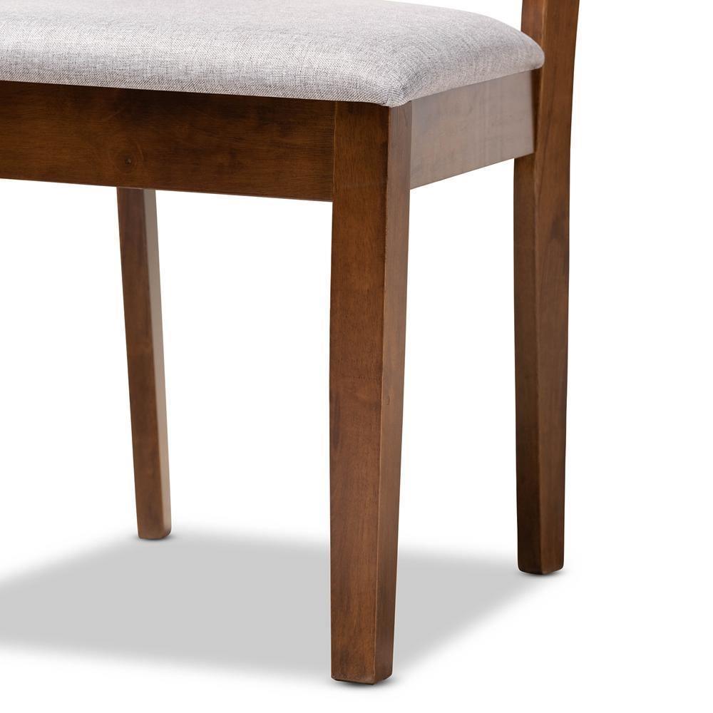 Gustavo Modern and Contemporary Grey Fabric Upholstered and Walnut Brown Finished Wood 6-Piece Dining Set FredCo