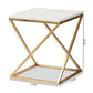 Hadley Modern and Contemporary Gold Finished Metal End Table with Marble Tabletop FredCo