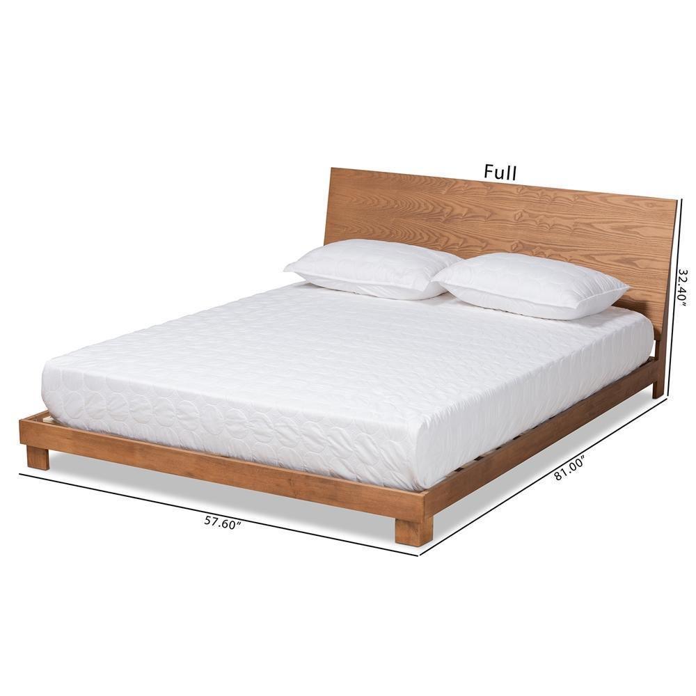 Haines Modern and Contemporary Walnut Brown Finished Wood Full Size Platform Bed FredCo