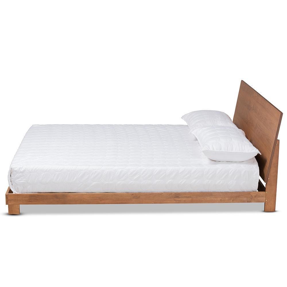 Haines Modern and Contemporary Walnut Brown Finished Wood Full Size Platform Bed FredCo