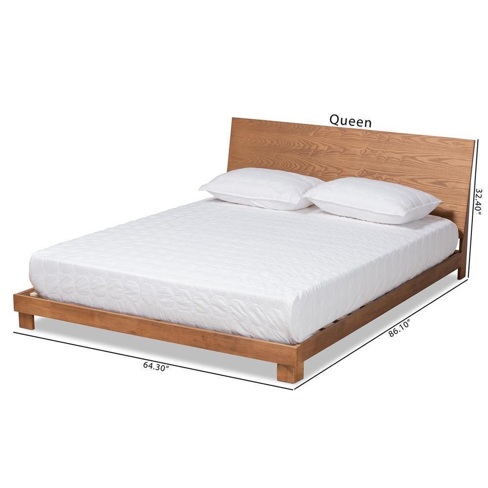 Haines Modern and Contemporary Walnut Brown Finished Wood King Size Platform Bed FredCo