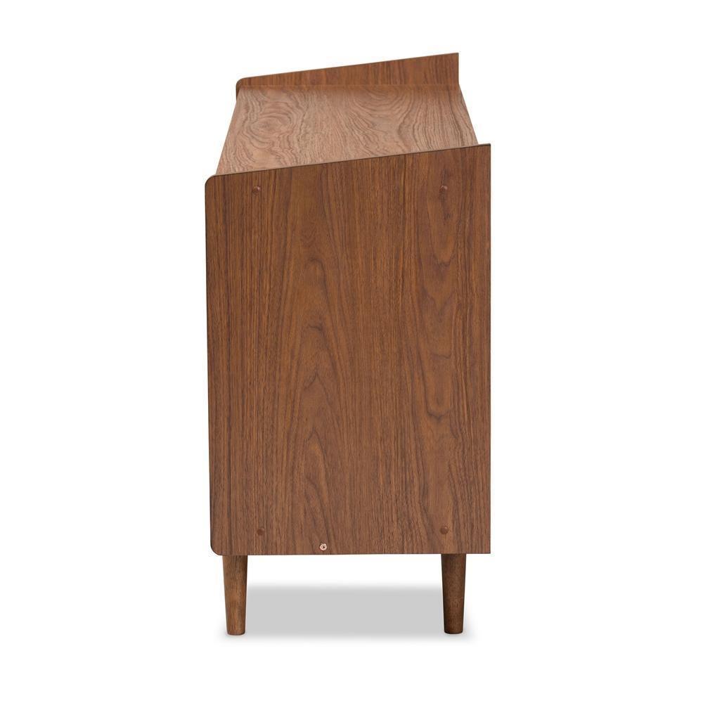 Halden Mid-Century Modern Multicolor Walnut Brown and Grey Gradient Finished Wood 2-Door Dining Room Sideboard Buffet FredCo