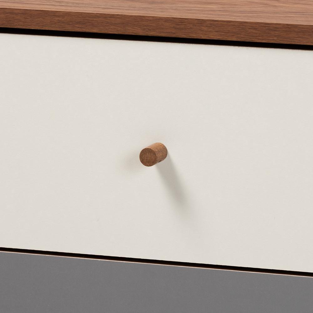 Halden Mid-Century Modern Multicolor Walnut Brown and Grey Gradient Finished Wood 2-Door Dining Room Sideboard Buffet FredCo