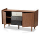 Halden Mid-Century Modern Multicolor Walnut Brown and Grey Gradient Finished Wood 2-Door Dining Room Sideboard Buffet FredCo