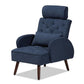 Haldis Modern and Contemporary Navy Blue velvet Fabric Upholstered and Walnut Brown Finished Wood 2-Piece Lounge Chair and Ottoman Set FredCo