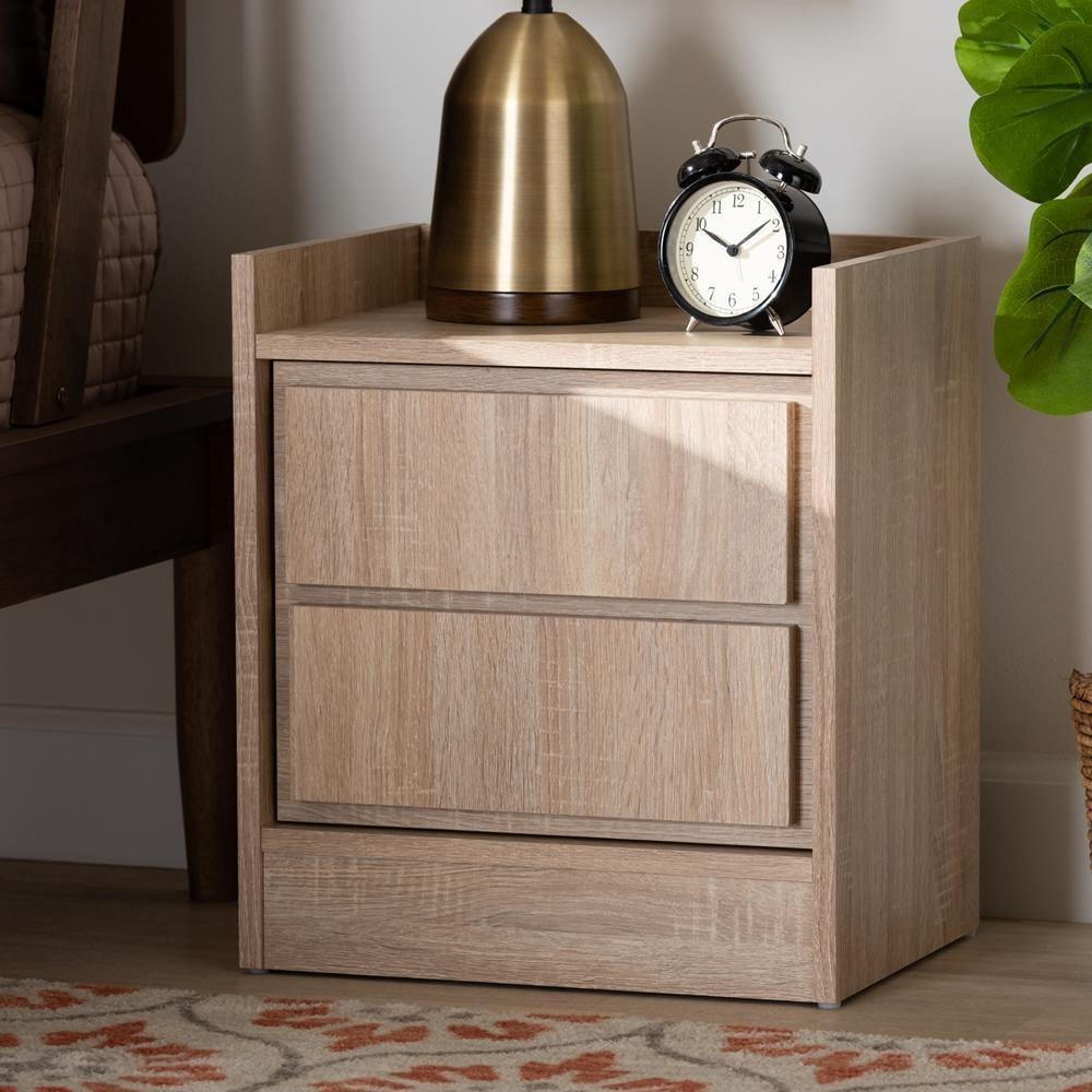 Hale Modern and Contemporary Oak Finished Wood 1-Door Nightstand FredCo