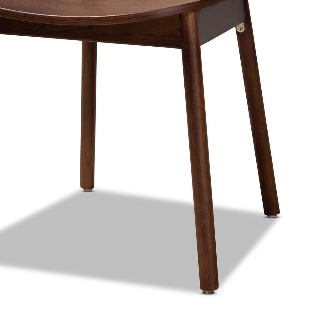 Halen Mid-Century Modern Brown Woven Rattan and Walnut Brown Wood Finished 2-Piece Cane Dining Chair Set FredCo
