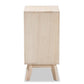 Halian Mid-Century Modern Two-Tone White and Light Brown Finished Wood 3-Drawer Nightstand FredCo