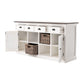 Halifax Accent White Distress & Deep Brown Buffet with 4 Baskets B189TWD FredCo