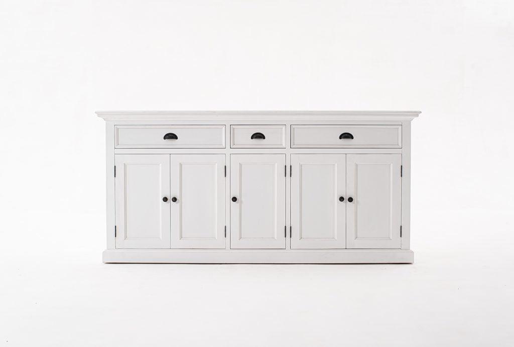 Halifax Classic White Kitchen Hutch Cabinet with 5 Doors 3 Drawers BCA605 FredCo