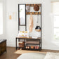 Hall Tree with Hooks and Mirror Rustic Brown FredCo