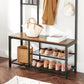 Hall Tree with Hooks and Mirror Rustic Brown FredCo