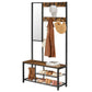 Hall Tree with Hooks and Mirror Rustic Brown FredCo
