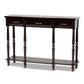 Hallan Classic and Traditional French Provincial Dark Brown Finished Wood 3-Drawer Console Table FredCo
