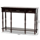 Hallan Classic and Traditional French Provincial Dark Brown Finished Wood 3-Drawer Console Table FredCo