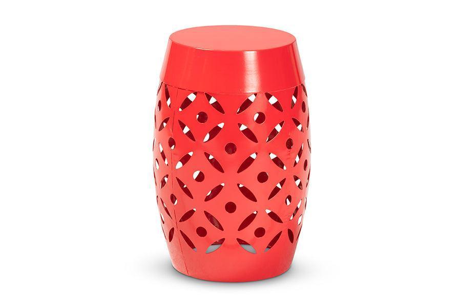 Hallie Modern and Contemporary Red Finished Metal Outdoor Side Table FredCo