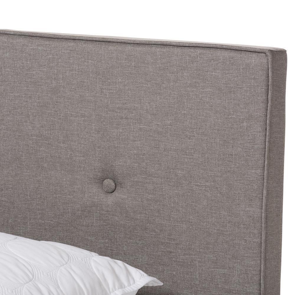 Hampton Modern and Contemporary Light Grey Fabric Upholstered Queen Size Bed FredCo