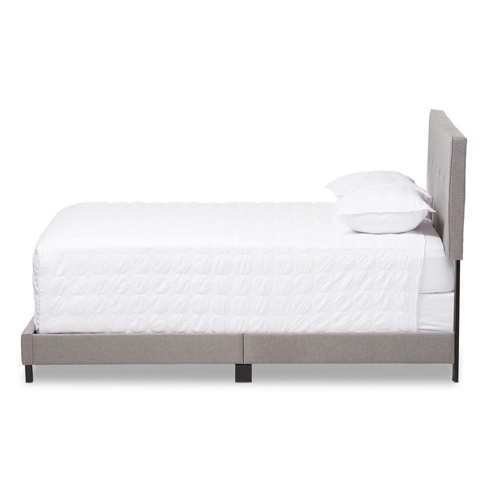 Hampton Modern and Contemporary Light Grey Fabric Upholstered Queen Size Bed FredCo