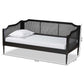 Hancock Mid-Century Modern Charcoal Finished Wood and Synthetic Rattan Twin Size Daybed FredCo
