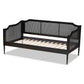 Hancock Mid-Century Modern Charcoal Finished Wood and Synthetic Rattan Twin Size Daybed FredCo