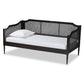 Hancock Mid-Century Modern Charcoal Finished Wood and Synthetic Rattan Twin Size Daybed FredCo