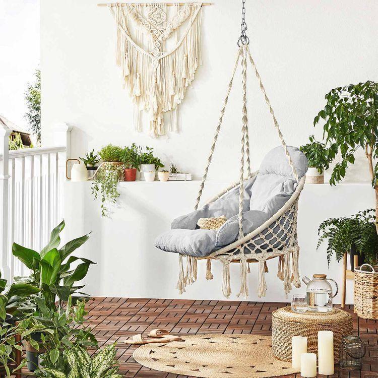 Hanging Chair Cloud White and Gray FredCo