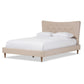 Hannah Mid-Century Modern Beige Linen King Size Platform Bed FredCo