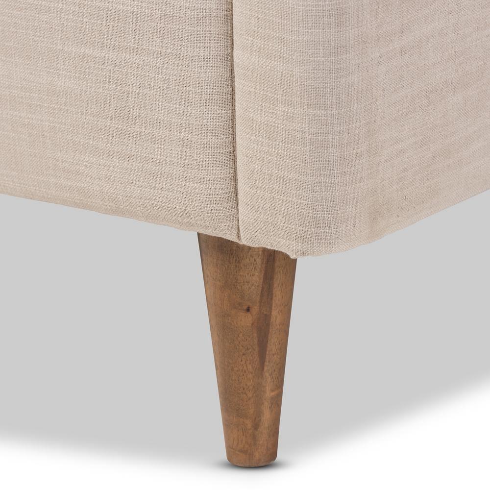 Hannah Mid-Century Modern Beige Linen King Size Platform Bed FredCo