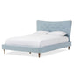 Hannah Mid-Century Modern Sky Blue King Size Fabric Platform Bed FredCo