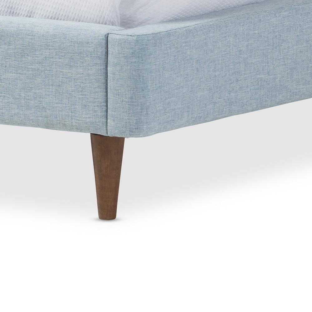 Hannah Mid-Century Modern Sky Blue King Size Fabric Platform Bed FredCo