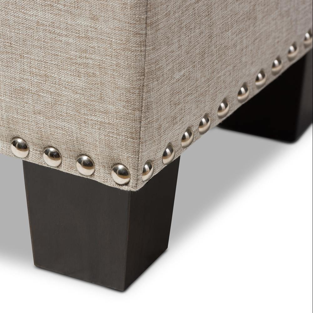 Hannah Modern and Contemporary Beige Fabric Upholstered Button-Tufting Storage Ottoman Bench FredCo