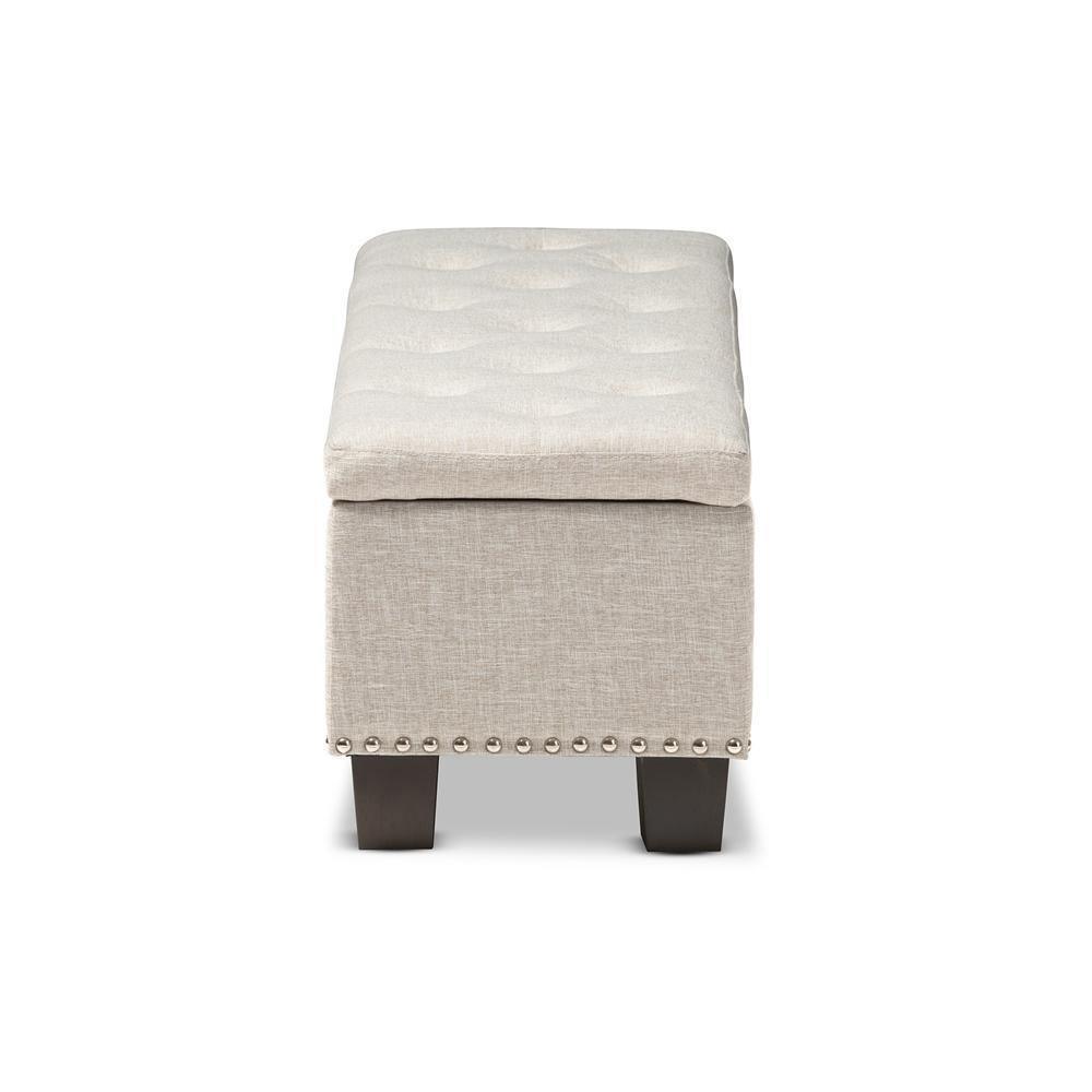 Hannah Modern and Contemporary Beige Fabric Upholstered Button-Tufting Storage Ottoman Bench FredCo