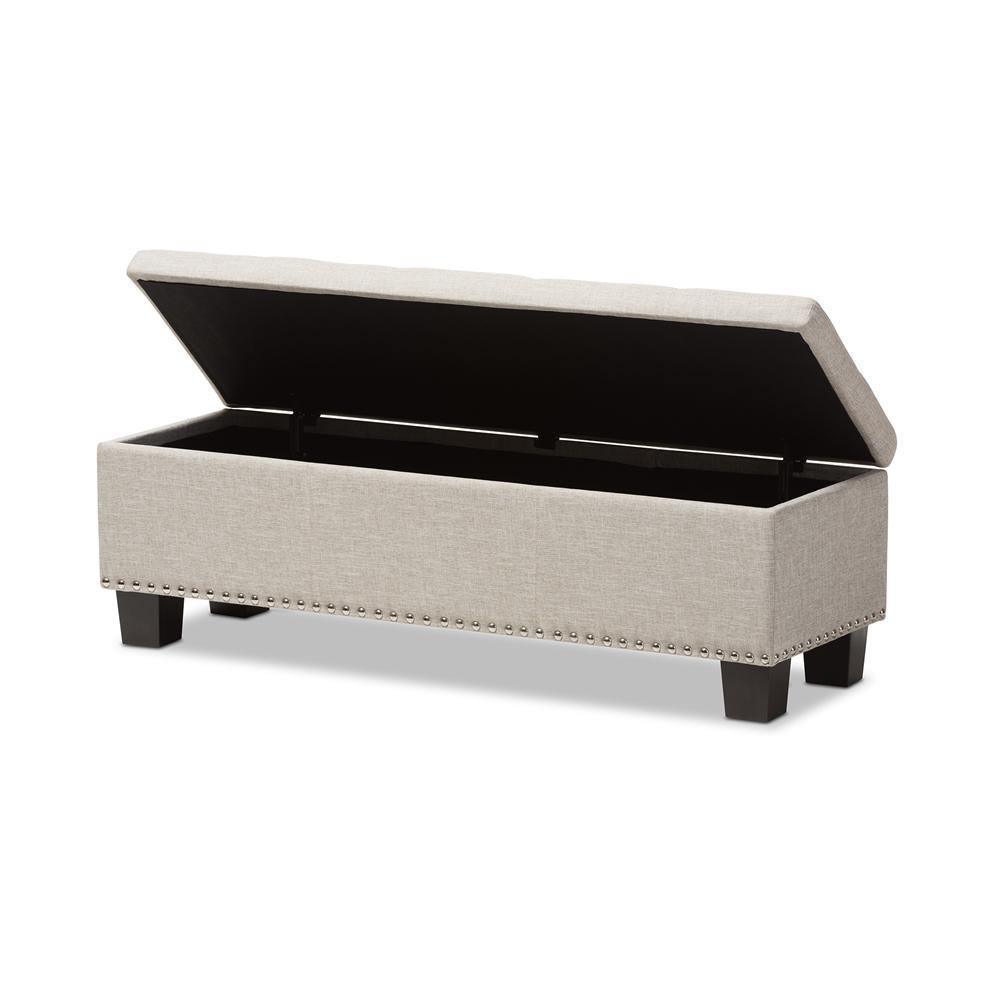 Hannah Modern and Contemporary Beige Fabric Upholstered Button-Tufting Storage Ottoman Bench FredCo